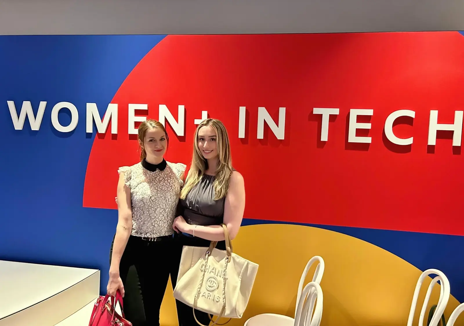 Brittany Garlin with a guest at a Women in Tech event